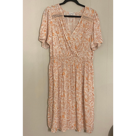 Luxology Wrap Top Popover Flutter Sleeve Knee Length Dress 2X Fall Autumn Casual - Picture 2 of 10